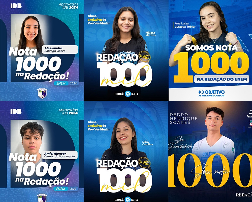 Saiba quem são os seis estudantes piauienses que tiraram nota 1000 no Enem