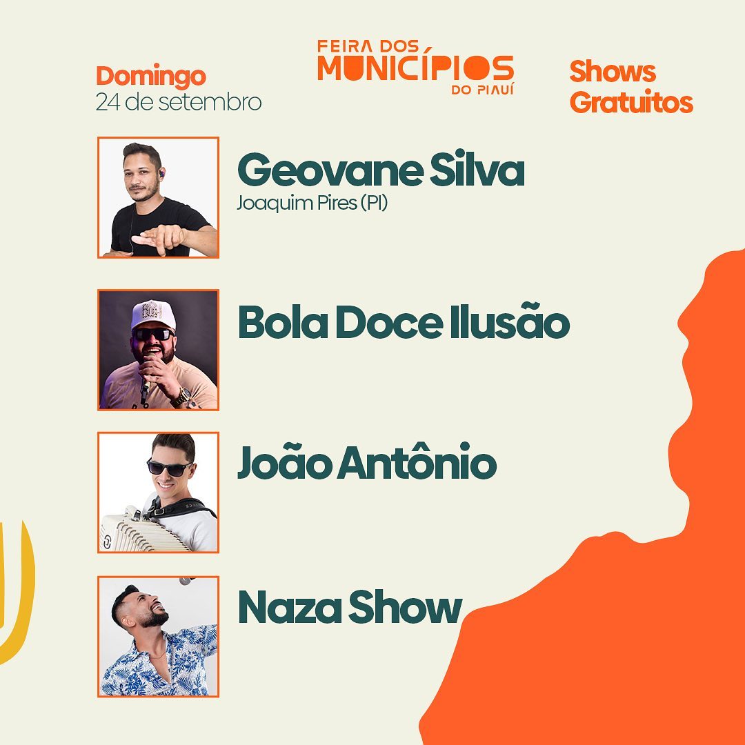 Programação completa de shows gratuitos da Feira dos Municípios do Piauí