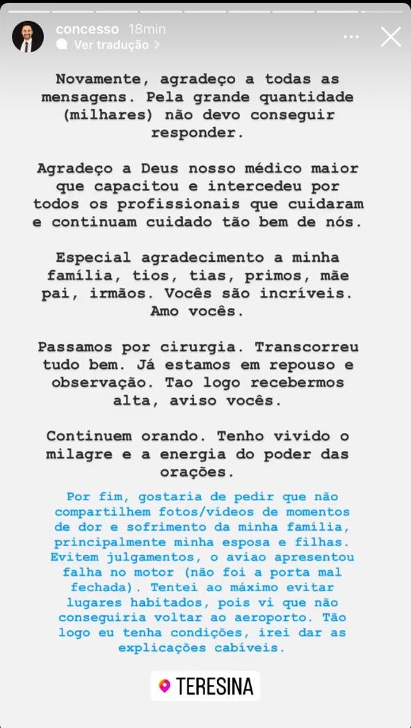 Piloto de avião que caiu em Teresina diz que problema não foi na porta:  'falha no motor' - Piauí - Diário do Nordeste