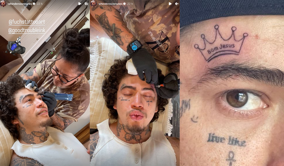 Whindersson Nunes tatua o rosto em homenagem ao filho